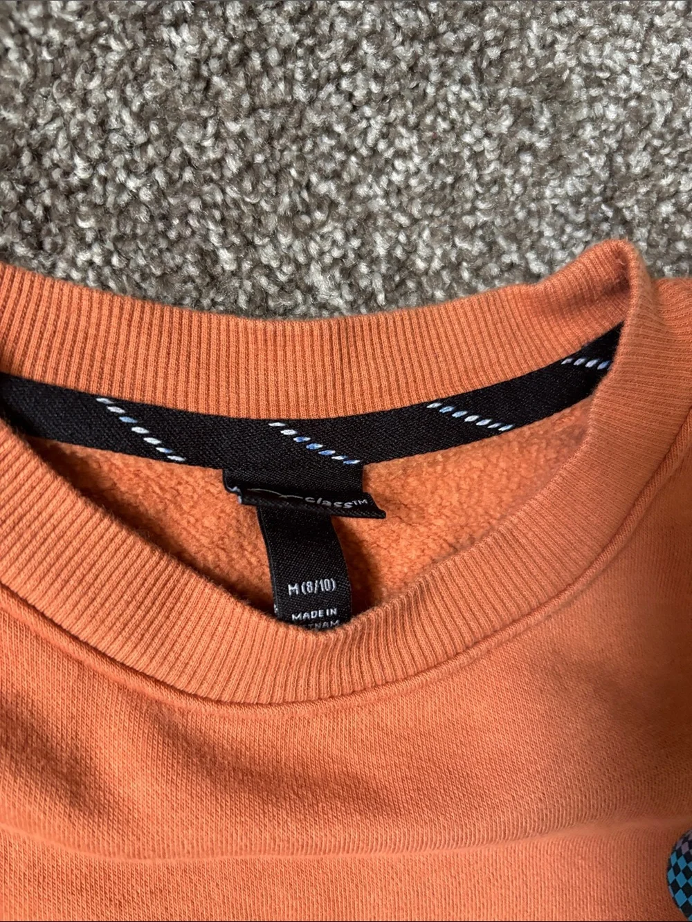 art class Orange Crewneck Sweatshirt with Balloon Smiley Embroidery